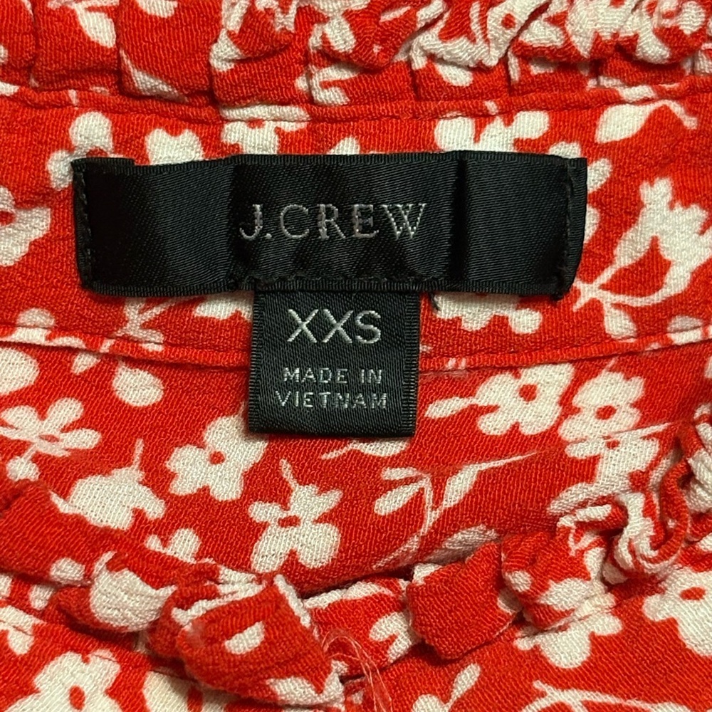 J. Crew Hadid Shirt Dress size XXS red with white floral patterns - Picture 5 of 12